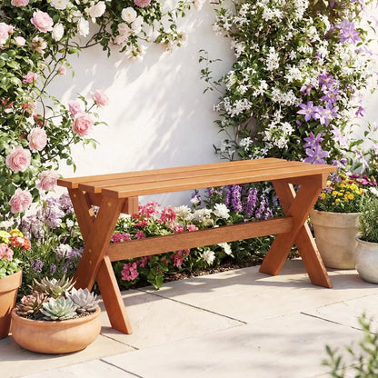 Outdoor Wood Bench Set 2 36 Inch Patio Seating