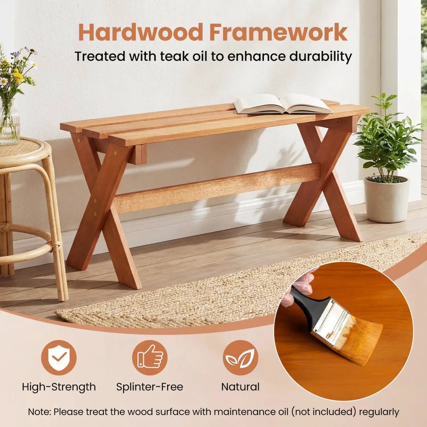 Outdoor Wood Bench Set 2 36 Inch Patio Seating