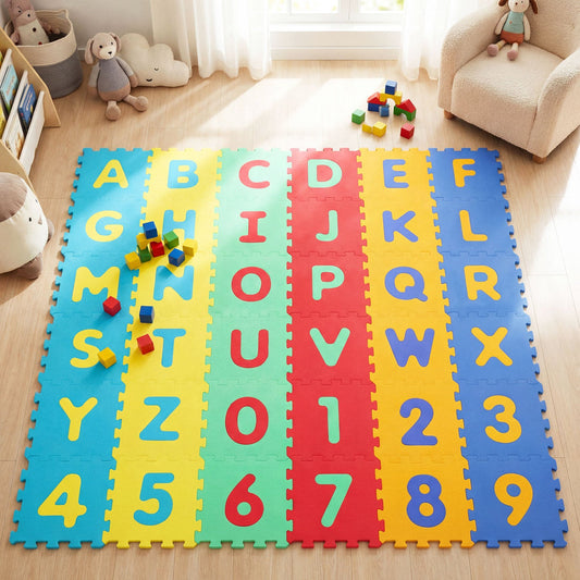 36-Piece Interlocking Baby Puzzle Floor Tiles with Educational Alphabet - Tampa Home & Garden Store