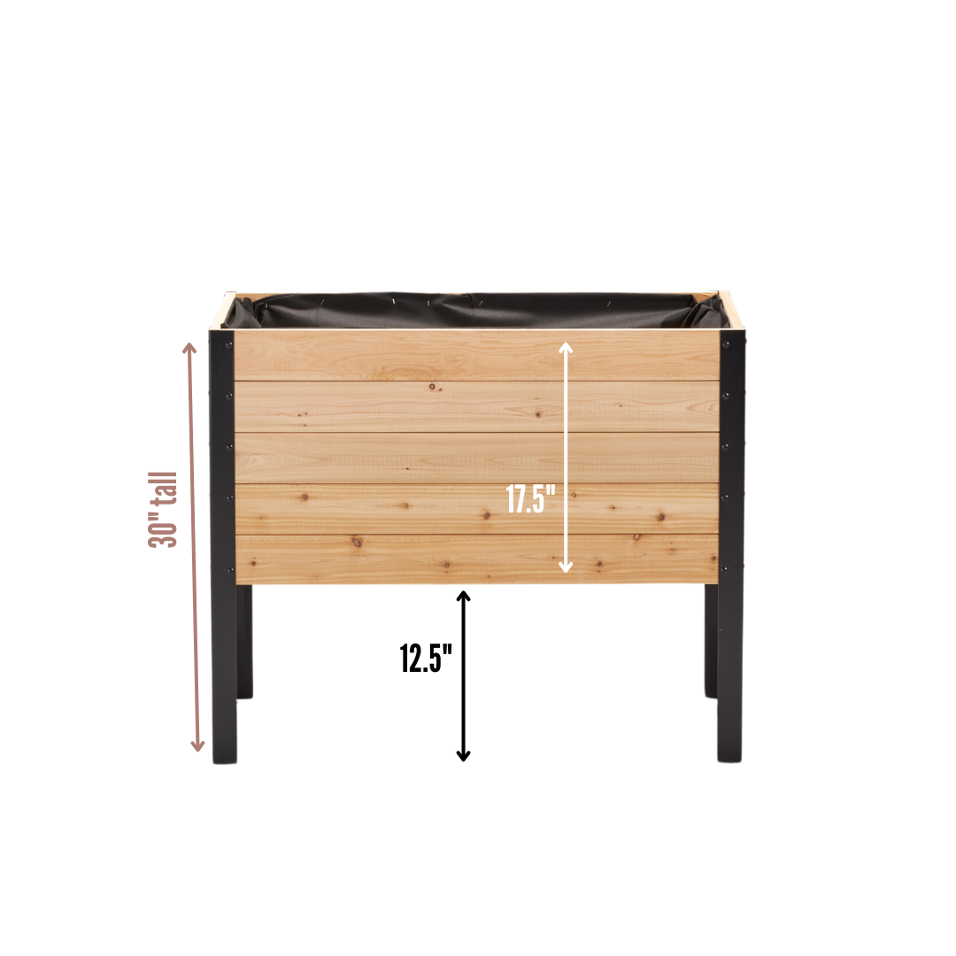 Actual dimensions of your elevated wood cedar garden bed.