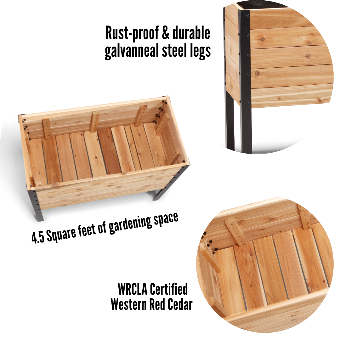 18" x 36" Elevated Cedar Garden Bed | 30" TALL