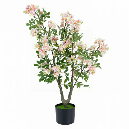Artificial Impatiens Tree 36 Inch Pink Flowers