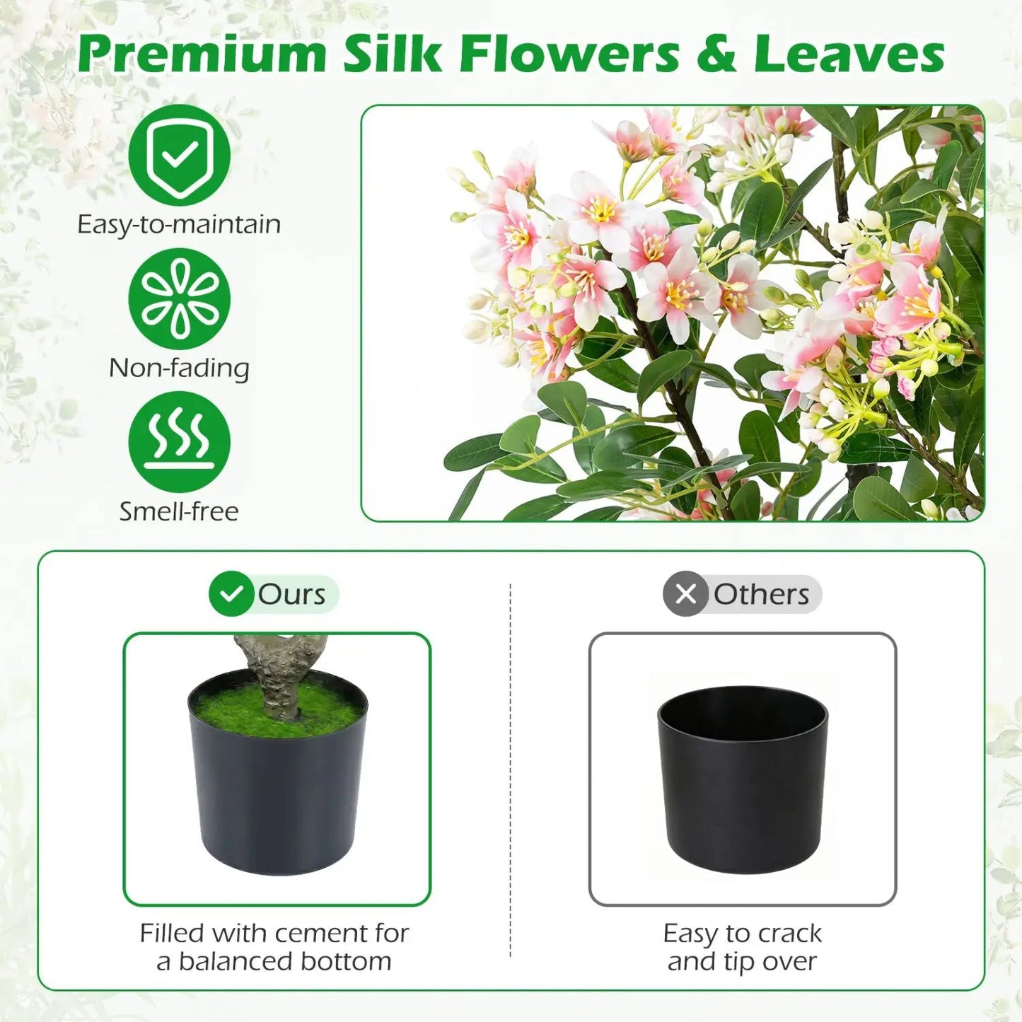 Artificial Impatiens Tree 36 Inch Pink Flowers
