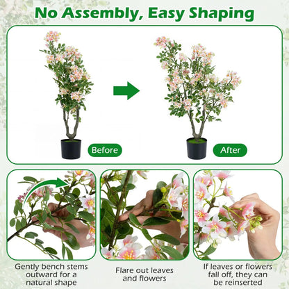 Artificial Impatiens Tree 36 Inch Pink Flowers