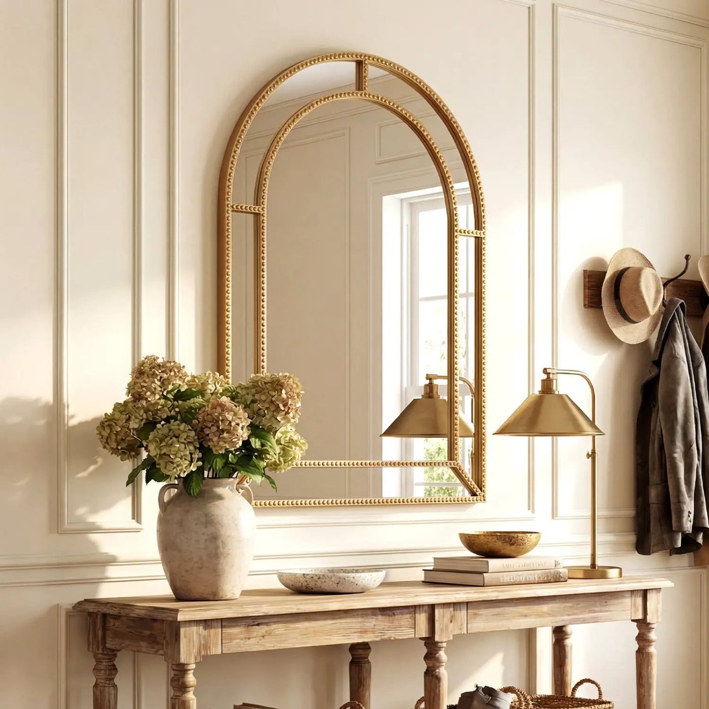 36 x 24 Inch Decorative Mirror With Beaded Frame