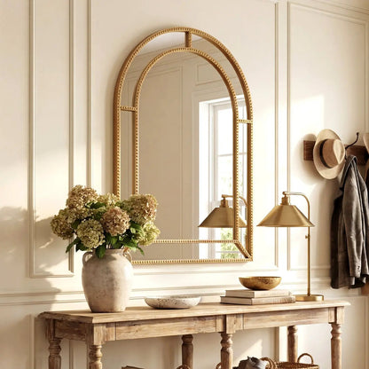 36 x 24 Inch Decorative Mirror With Beaded Frame