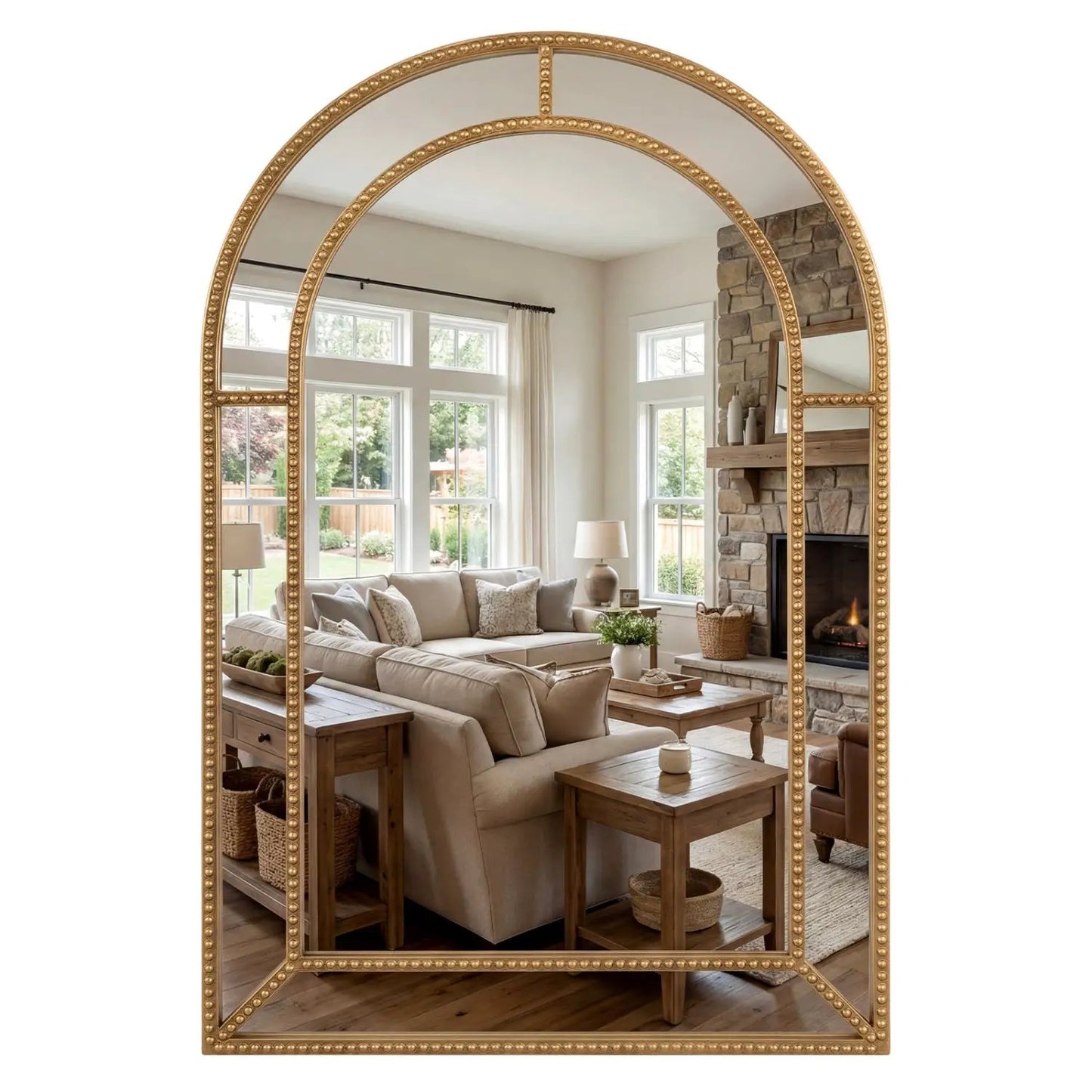 36 x 24 Inch Decorative Mirror With Beaded Frame