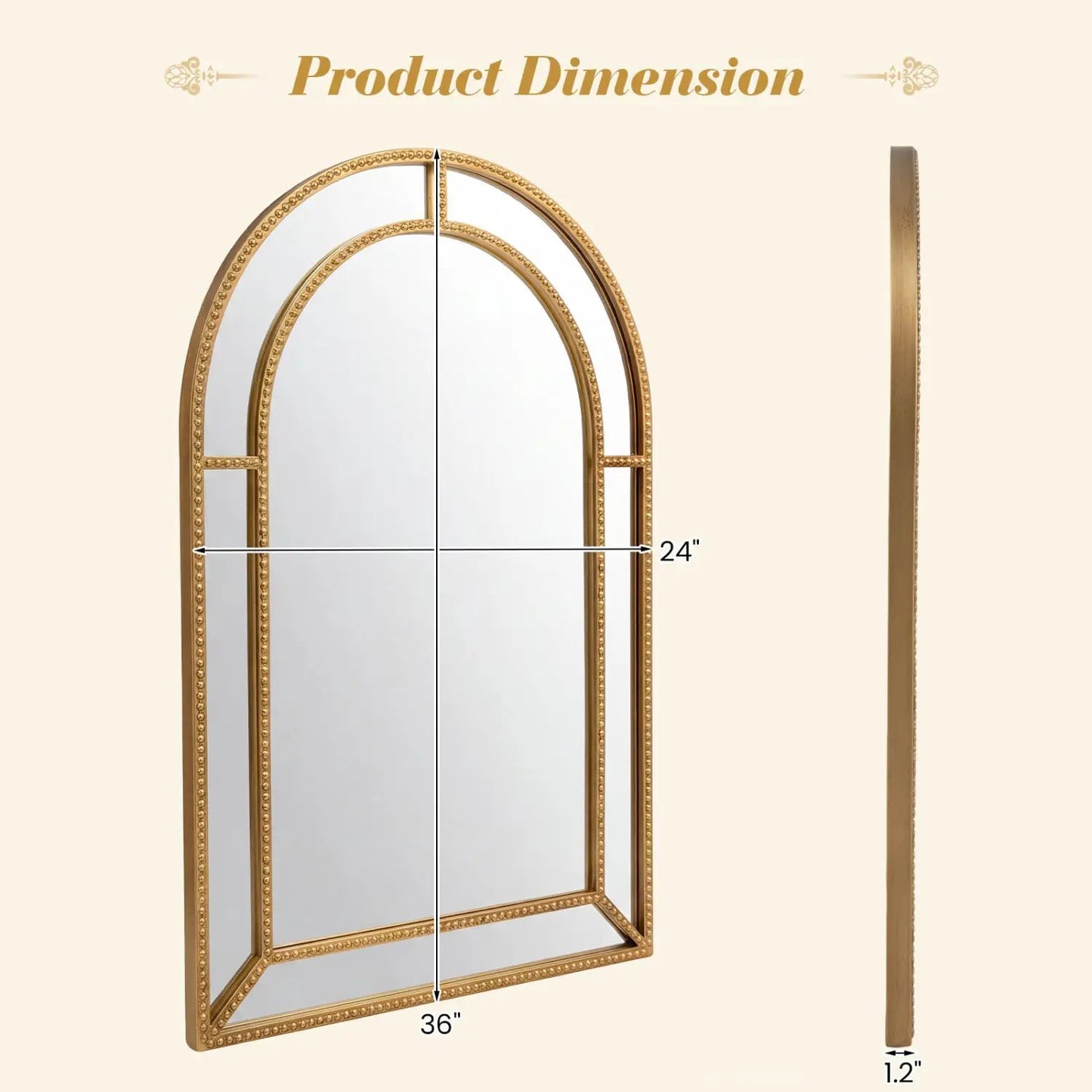 36 x 24 Inch Decorative Mirror With Beaded Frame