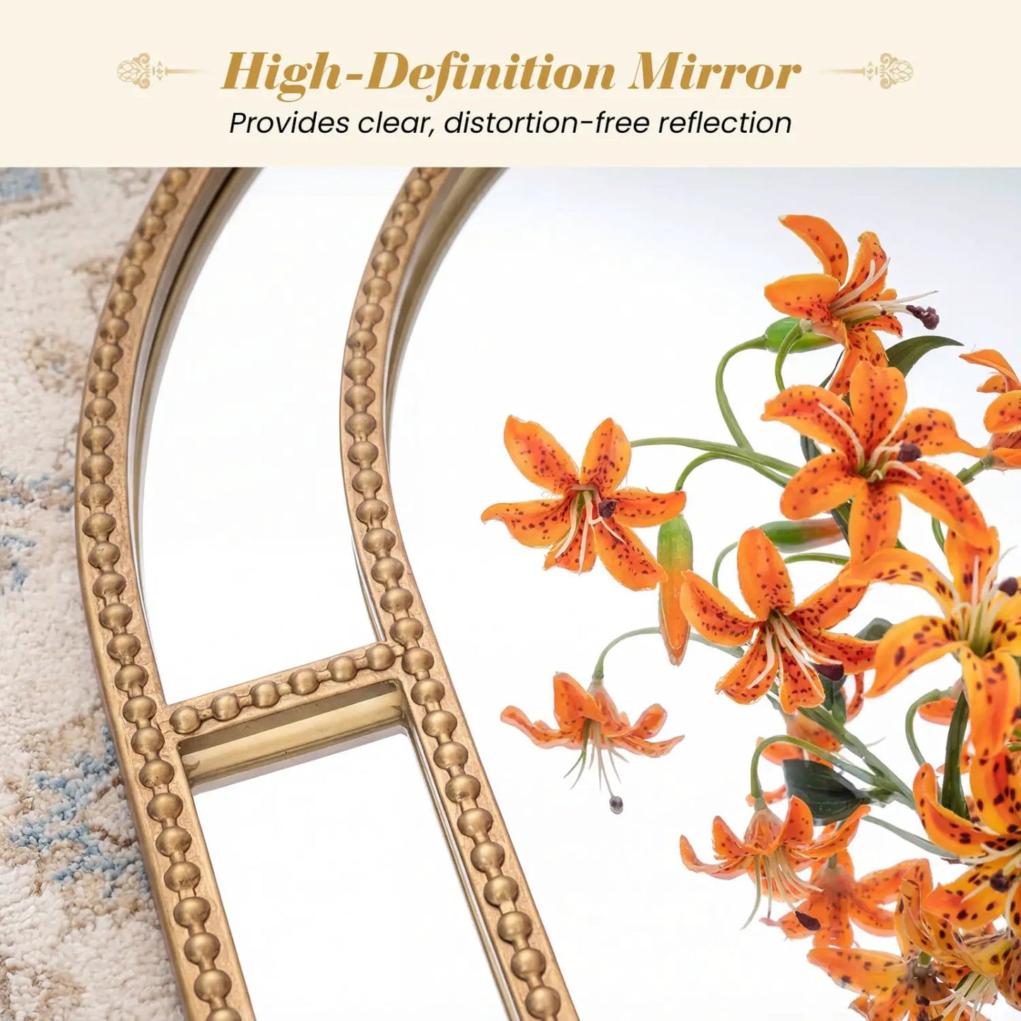36 x 24 Inch Decorative Mirror With Beaded Frame