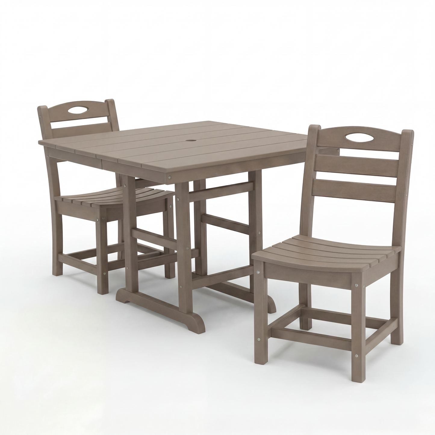 Antique Wood Patio Dining Set And Two Chairs