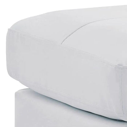 Casual Upholstered Ottoman in white fabric with rounded edges and subtle stitching on Tampa Home & Garden Store