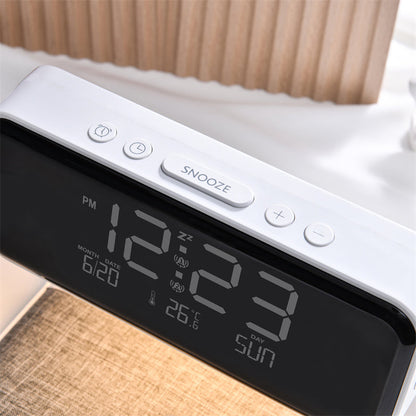 Perfecsy white 3-in-1 bedside lamp with wireless charging and LCD alarm clock on Tampa Home & Garden Store