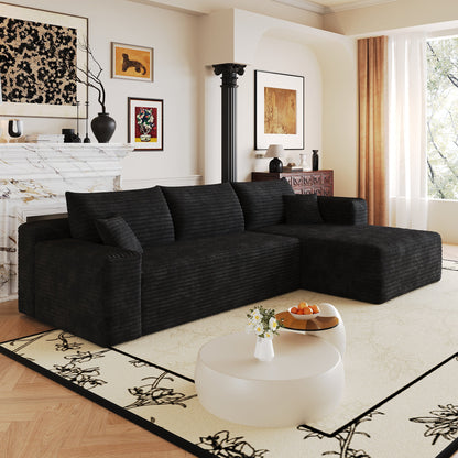 Modern Minimalist Cloud Sectional Sofa black fabric with plush cushions by HouseOfZazla on Tampa Home & Garden Store