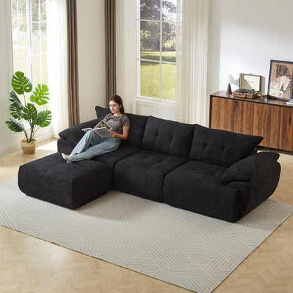115'' Large Modern 3-Seater Sofa in dark charcoal fabric by HouseOfZazla on Tampa Home & Garden Store