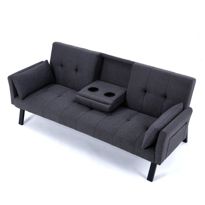 Compact Foldable Sofa Bed and Cup Holder