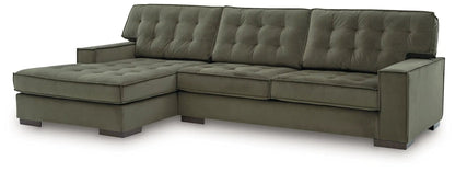 Caspian-Town sectional in olive green fabric with tufted cushions and chaise by Unique Piece Furniture on Tampa Home & Garden Store