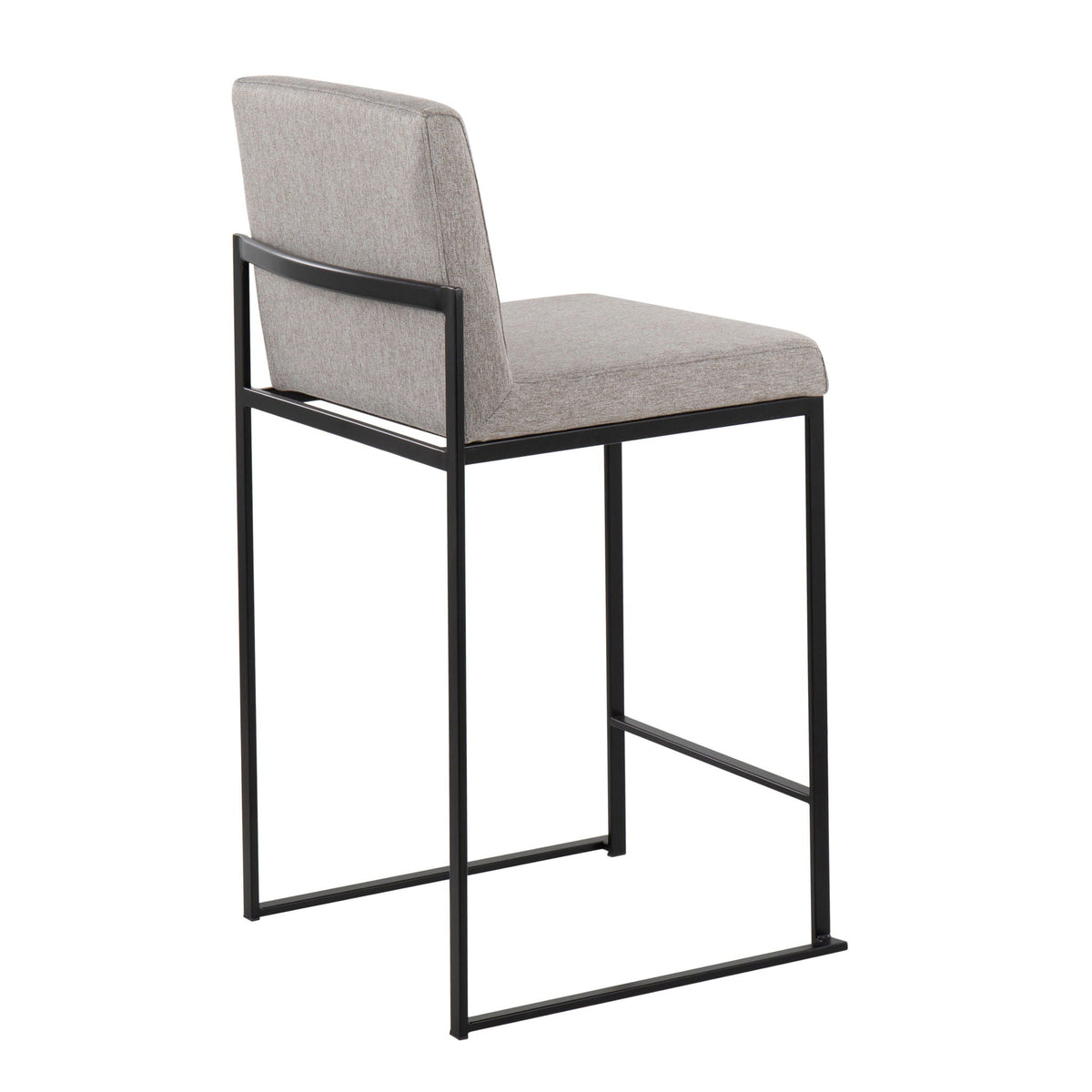 Fuji high back counter stool set beige fabric upholstery with black metal frame on Tampa Home & Garden Store