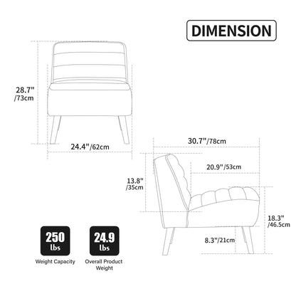 Upholstered Armless Accent Chair for Rooms