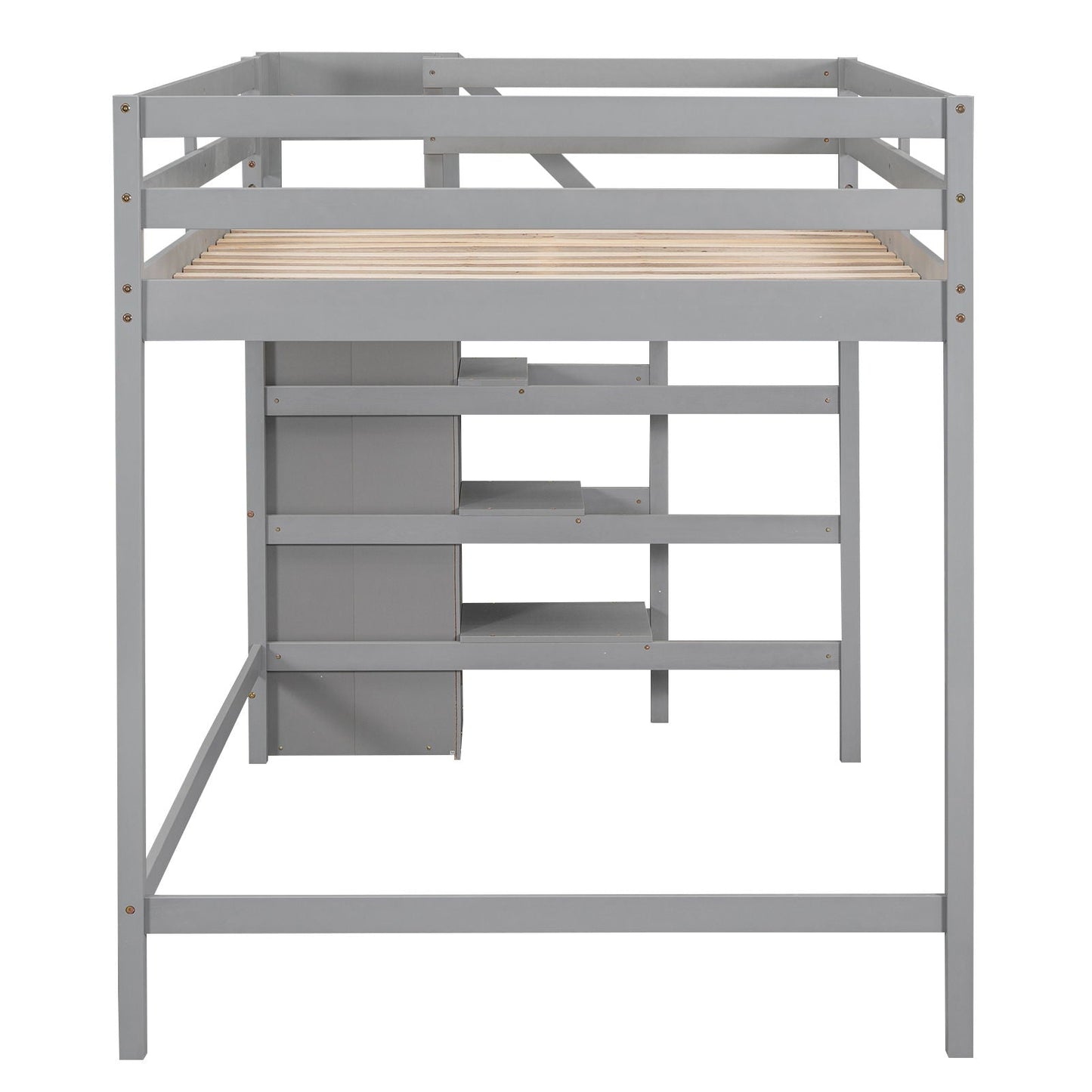 Loft Bed With Built In Storage Wardrobe And Staircase gray wooden frame HouseOfZazla on Tampa Home & Garden Store