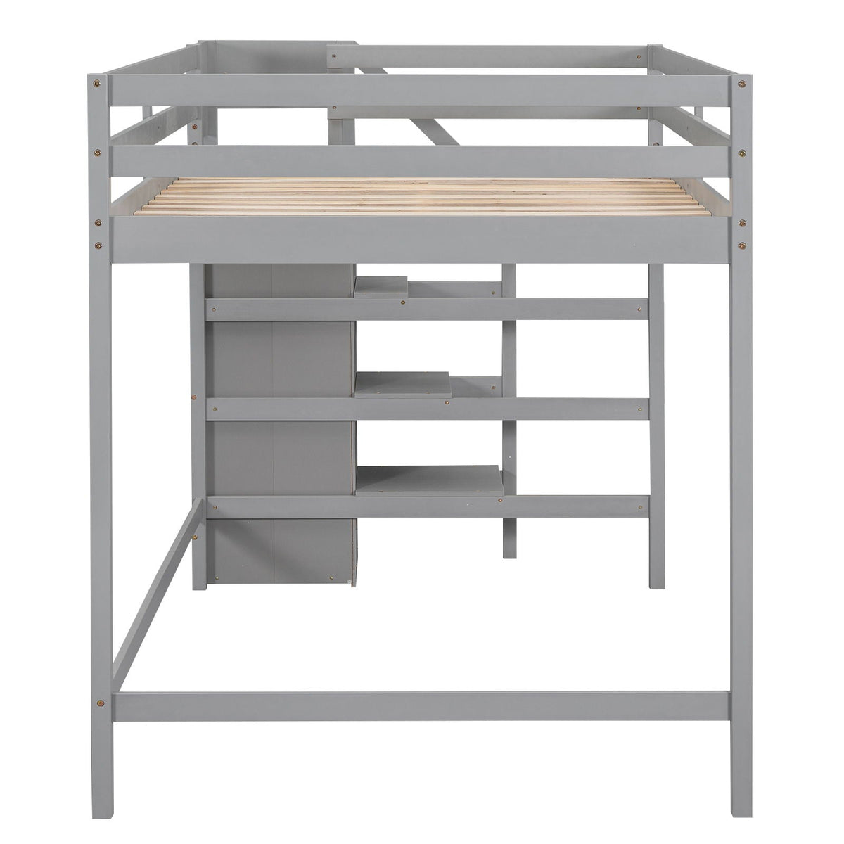 Loft Bed With Built In Storage Wardrobe And Staircase gray wooden frame HouseOfZazla on Tampa Home & Garden Store