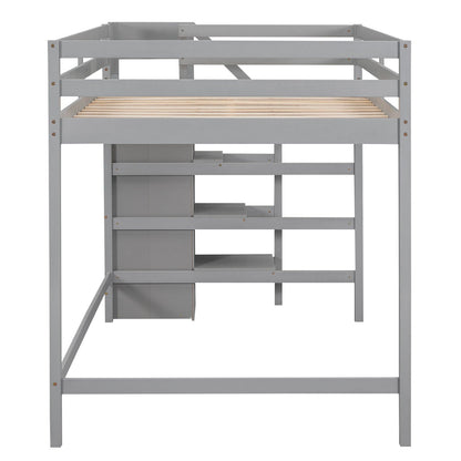 Loft Bed With Built In Storage Wardrobe And Staircase gray wooden frame HouseOfZazla on Tampa Home & Garden Store