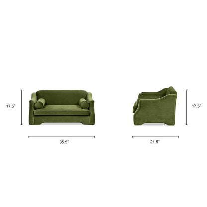 Paloma 35.5in Olive Dog Sofa Bed (Medium) by HouseOfZazla; green velvet with bolster pillows, 35.5in wide on Tampa Home & Garden Store