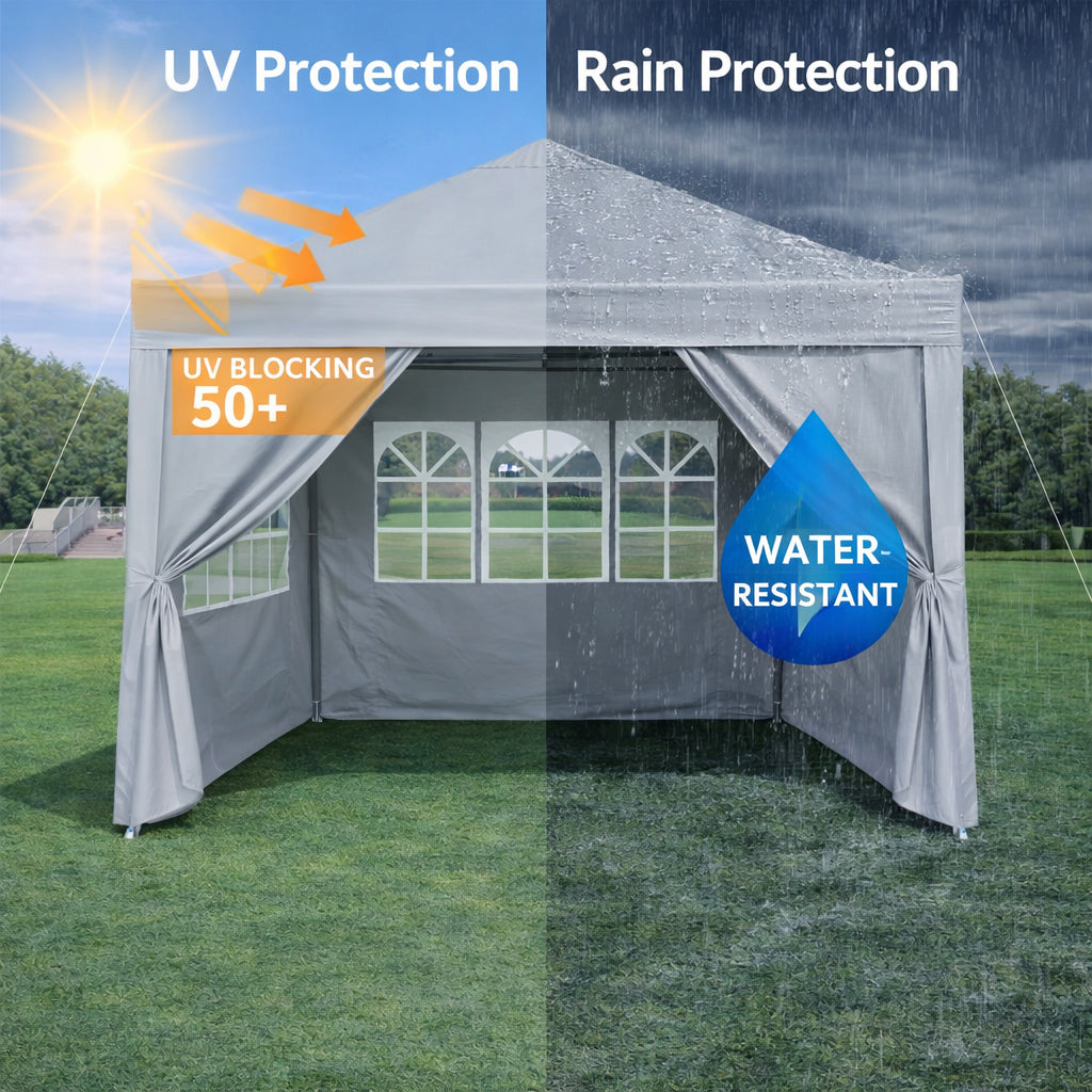 Outdoor 10x10 Ft Pop Up Gazebo Canopy Tent by HouseOfZazla gray fabric with UV protection on Tampa Home & Garden Store