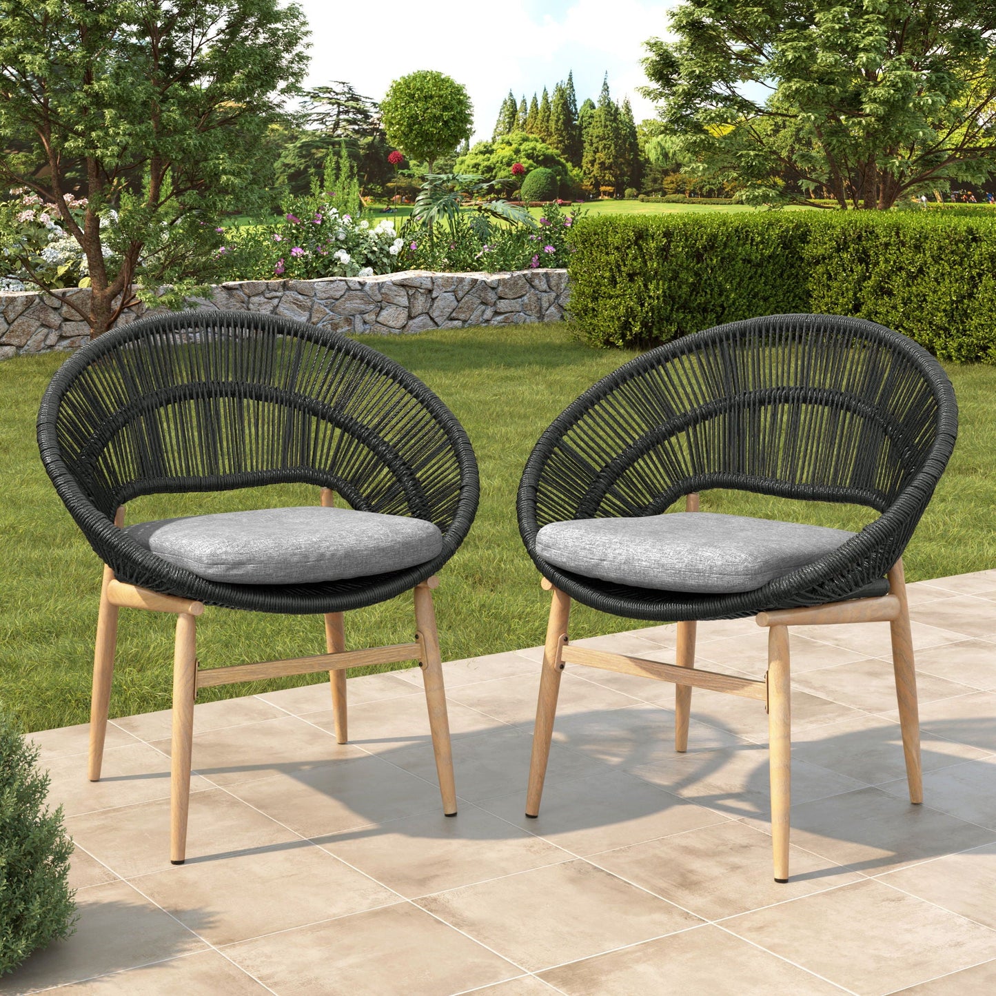Cyril Rustic Modern Outdoor Papasan Dining Chair