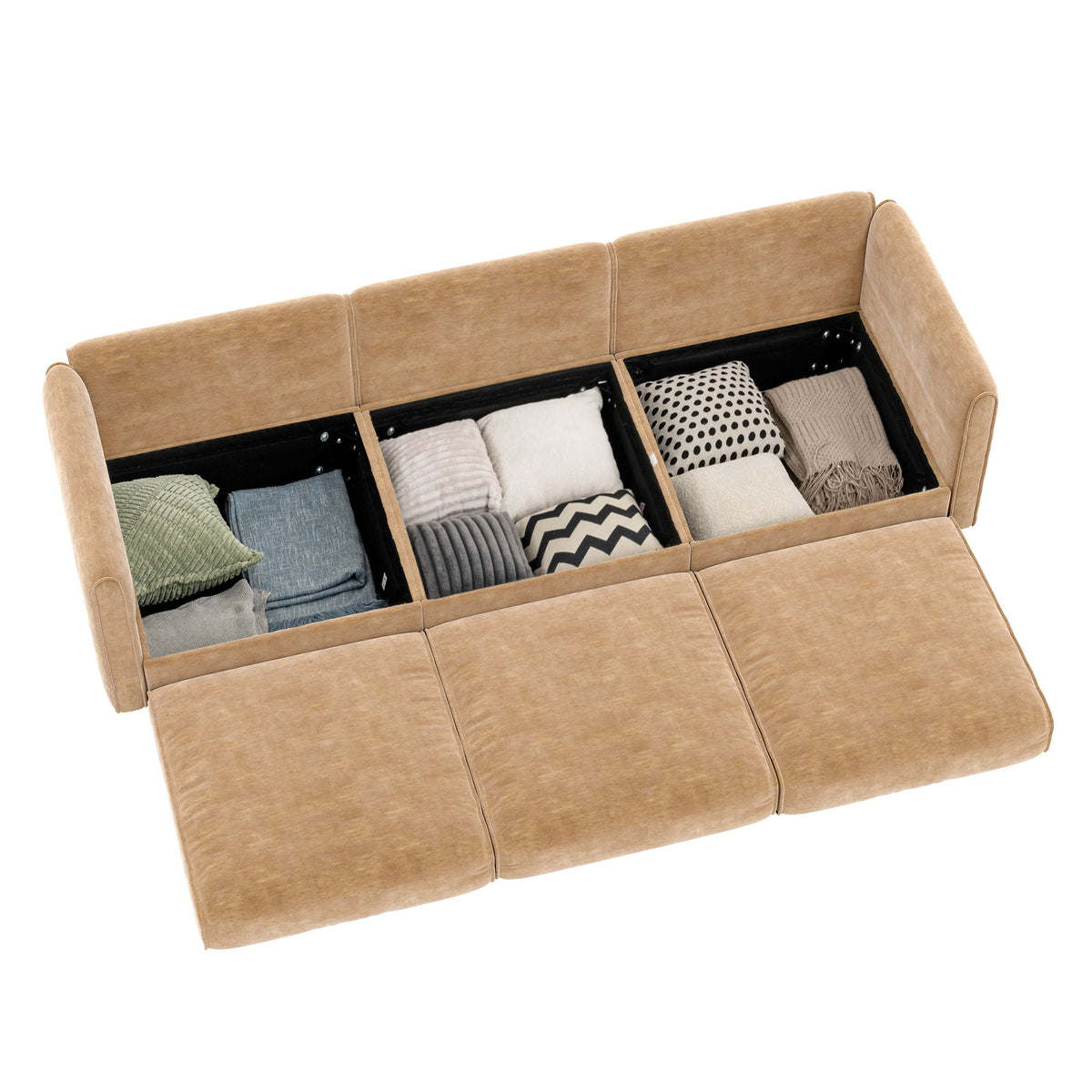 Modern Sofa with Storage and Cylindrical Backrest