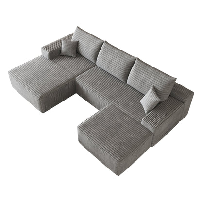 107in Cloud Sectional Sofa with 1 Ottoman by HouseOfZazla in gray textured fabric on Tampa Home & Garden Store