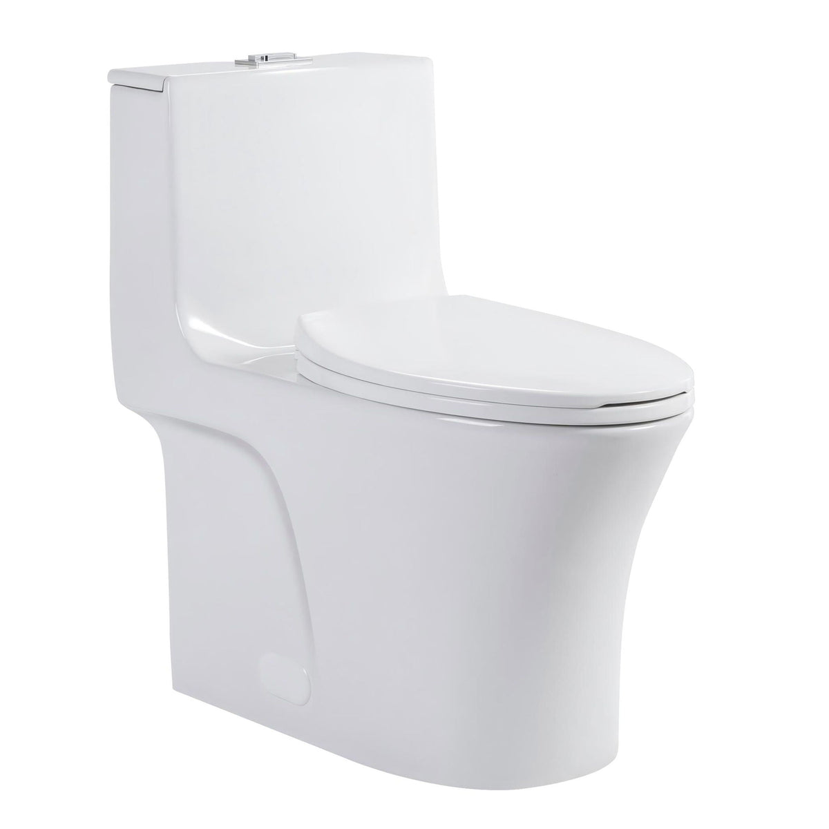 Elegant One Piece Toilet with Tornado Dual Flush by HouseOfZazla, white ceramic, closed lid on Tampa Home & Garden Store