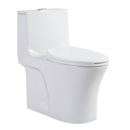 Elegant One Piece Toilet with Tornado Dual Flush by HouseOfZazla, white ceramic, closed lid on Tampa Home & Garden Store
