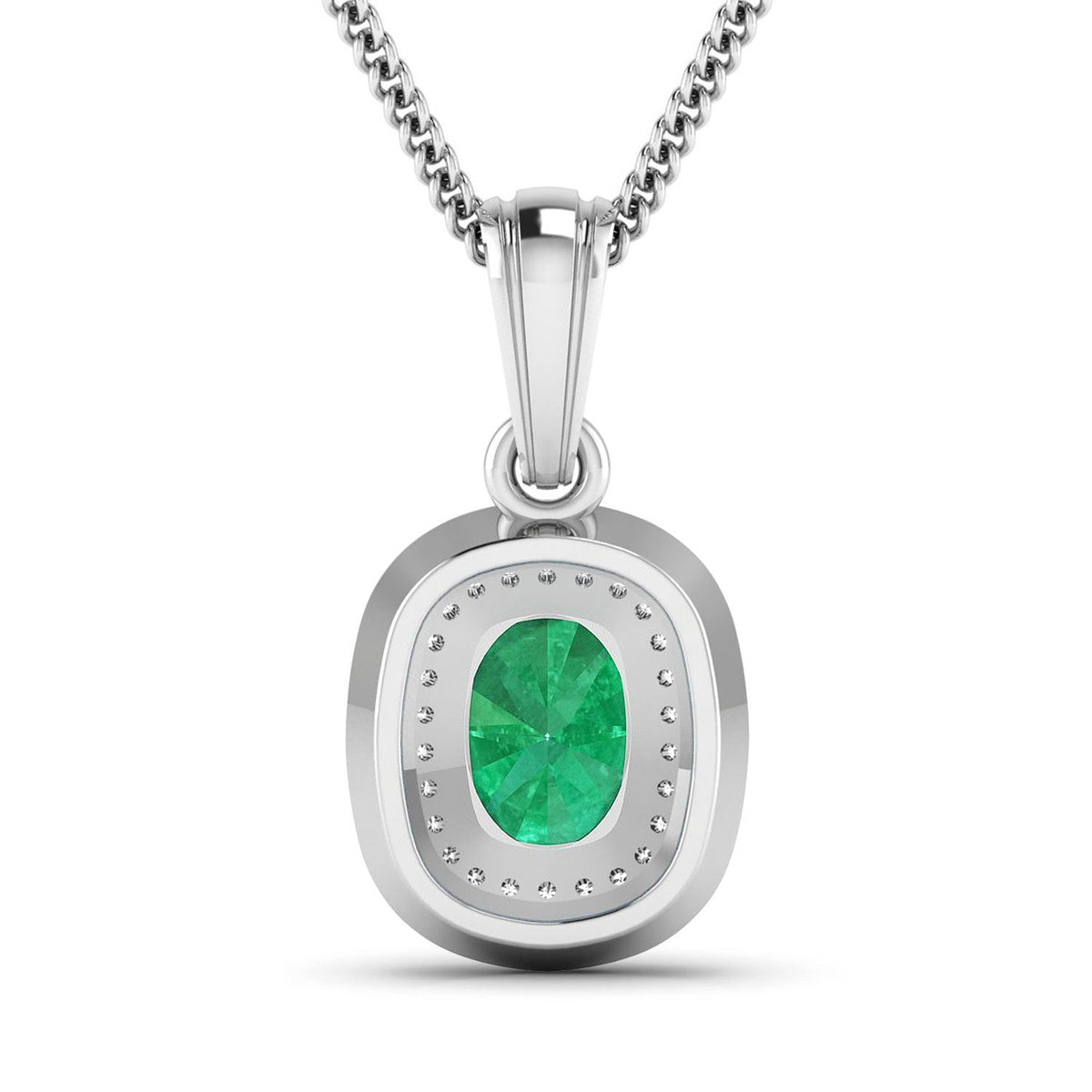 Pendant 1.50ct Zambian emerald with pave diamond halo in 14K white gold by Bids.com on Tampa Home & Garden Store