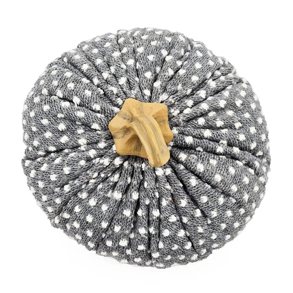 Pumpkin Ornament Set of 3 in Gray Polka Dots