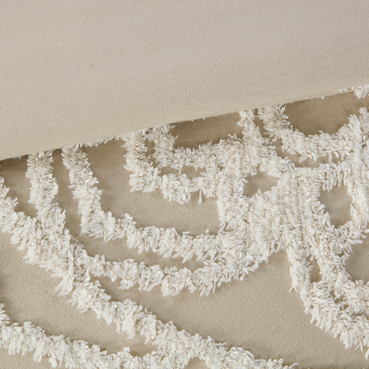 King/Cal King Tufted Cotton Duvet Cover Set chenille medallion by HouseOfZazla beige on Tampa Home & Garden Store
