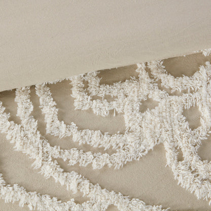 King/Cal King Tufted Cotton Duvet Cover Set chenille medallion by HouseOfZazla beige on Tampa Home & Garden Store