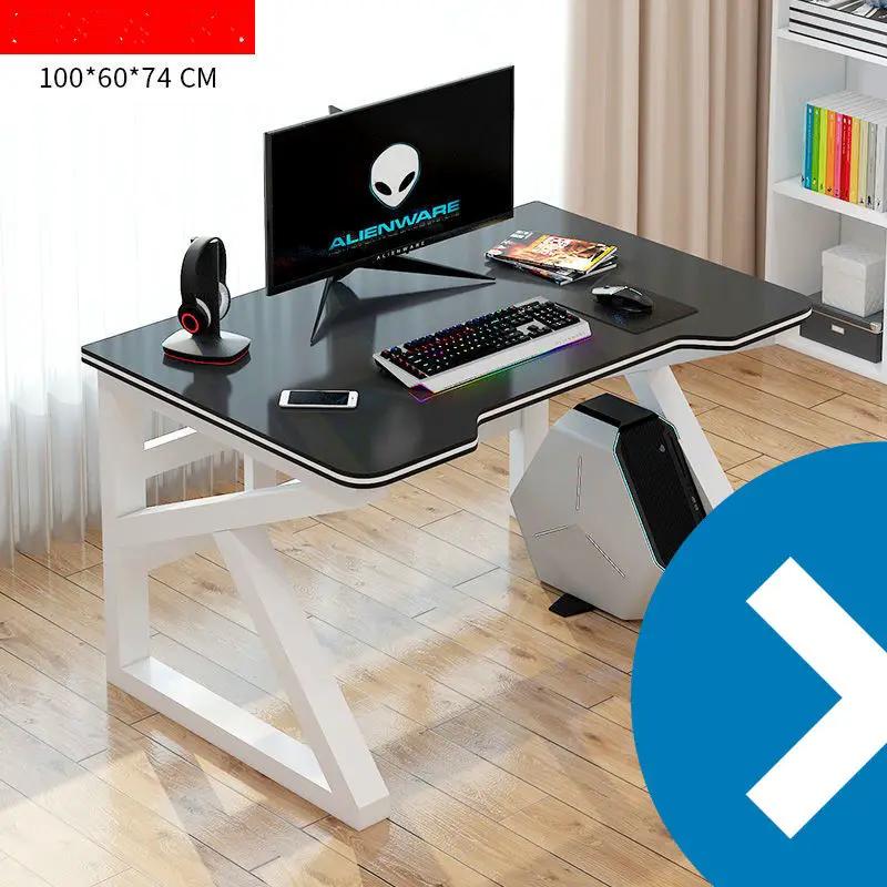FLIPSTYLEZLLC gaming computer desk with black top and white frame, keyboard and mouse on Tampa Home & Garden Store