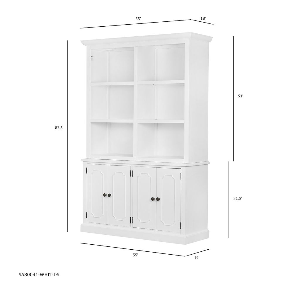 White French Country Acacia bookcase with upper shelves and lower cabinet by HouseOfZazla on Tampa Home & Garden Store