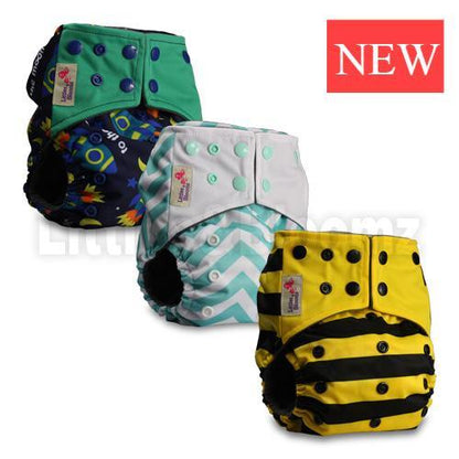 Stevvex 3-pack cloth pocket nappies in green, teal zigzag and yellow stripes on Tampa Home & Garden Store