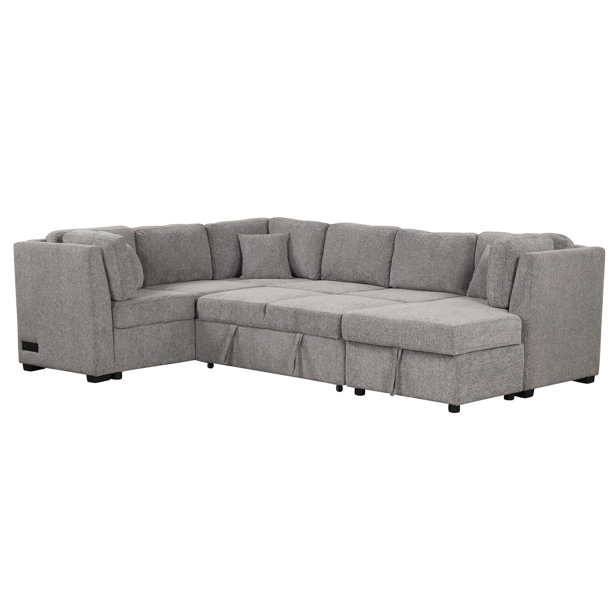 U-shaped sleeper sectional sofa with storage chaise in grey fabric HouseOfZazla on Tampa Home & Garden Store