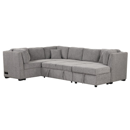 U-shaped sleeper sectional sofa with storage chaise in grey fabric HouseOfZazla on Tampa Home & Garden Store
