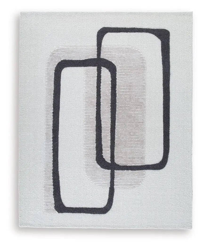 Davismour rug, abstract gray area rug by Unique Piece Furniture with dark outlines on Tampa Home & Garden Store