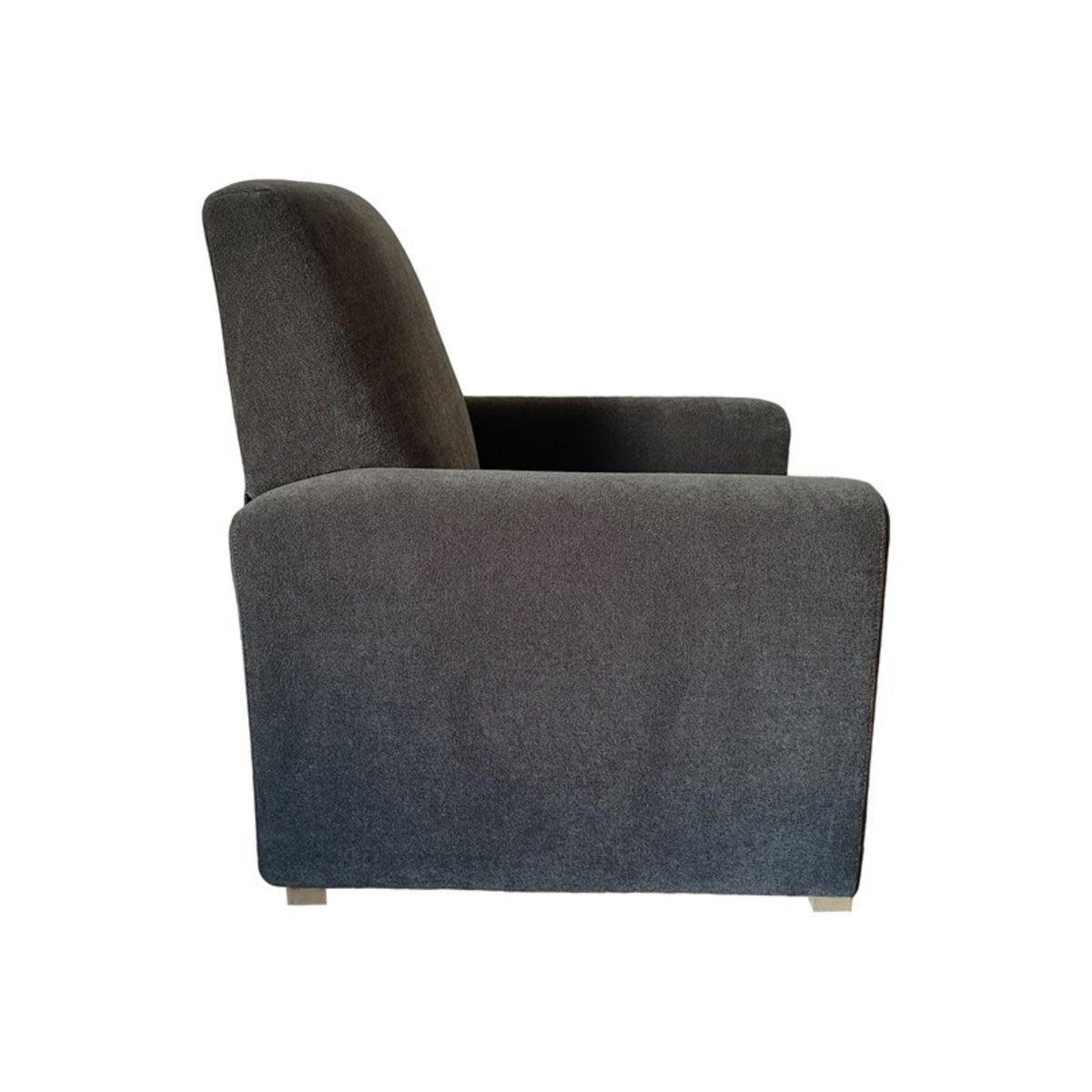 Gray recliner chair with solid wood frame and textured fabric upholstery on Tampa Home & Garden Store