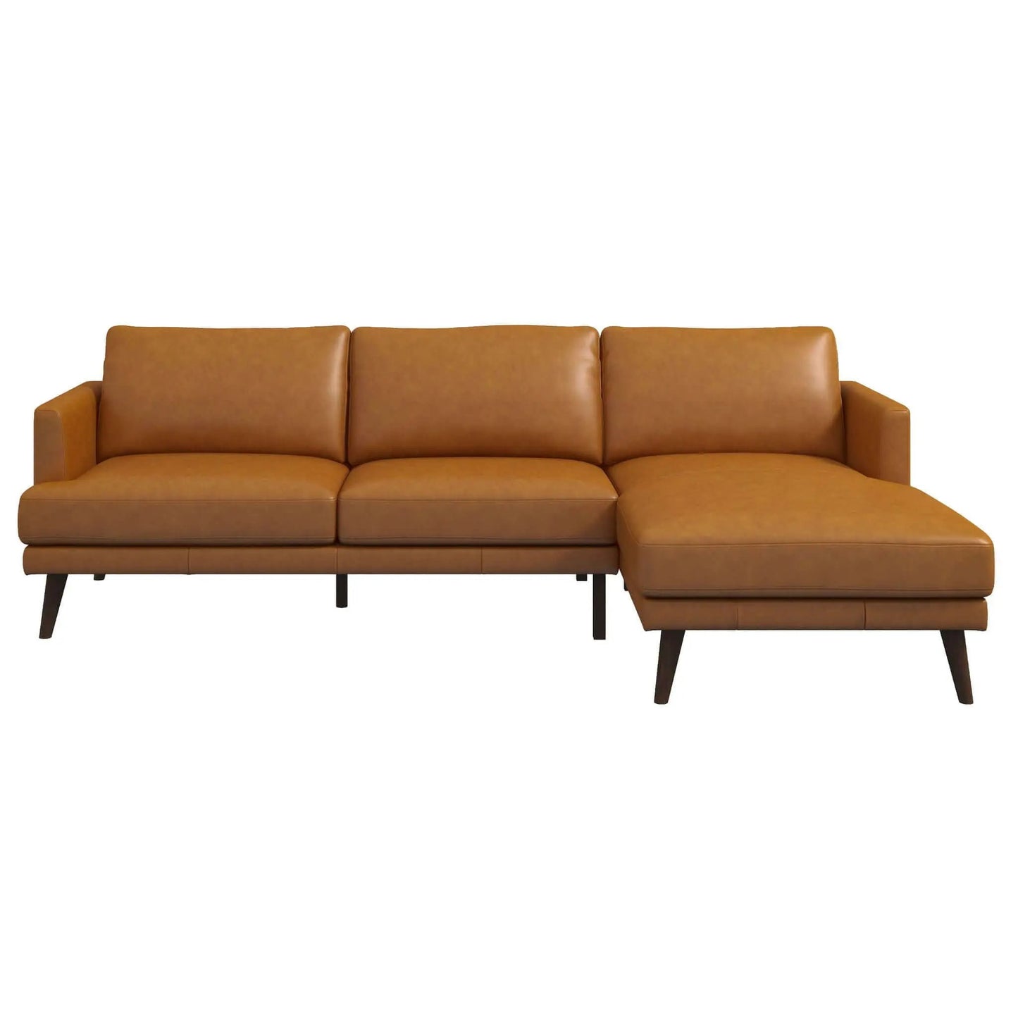 Lore L-Shaped Sectional tan leather stationary sofa with chaise Unique Piece Furniture on Tampa Home & Garden Store