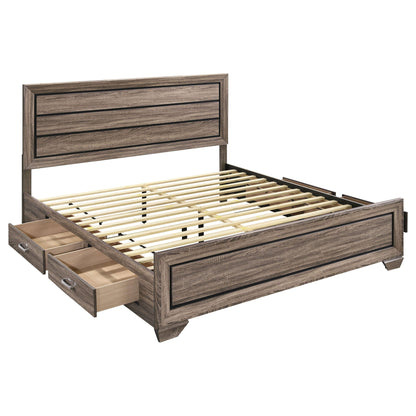 Oatfield Panel Bed by HouseOfZazla in weathered wood with storage drawers on Tampa Home & Garden Store