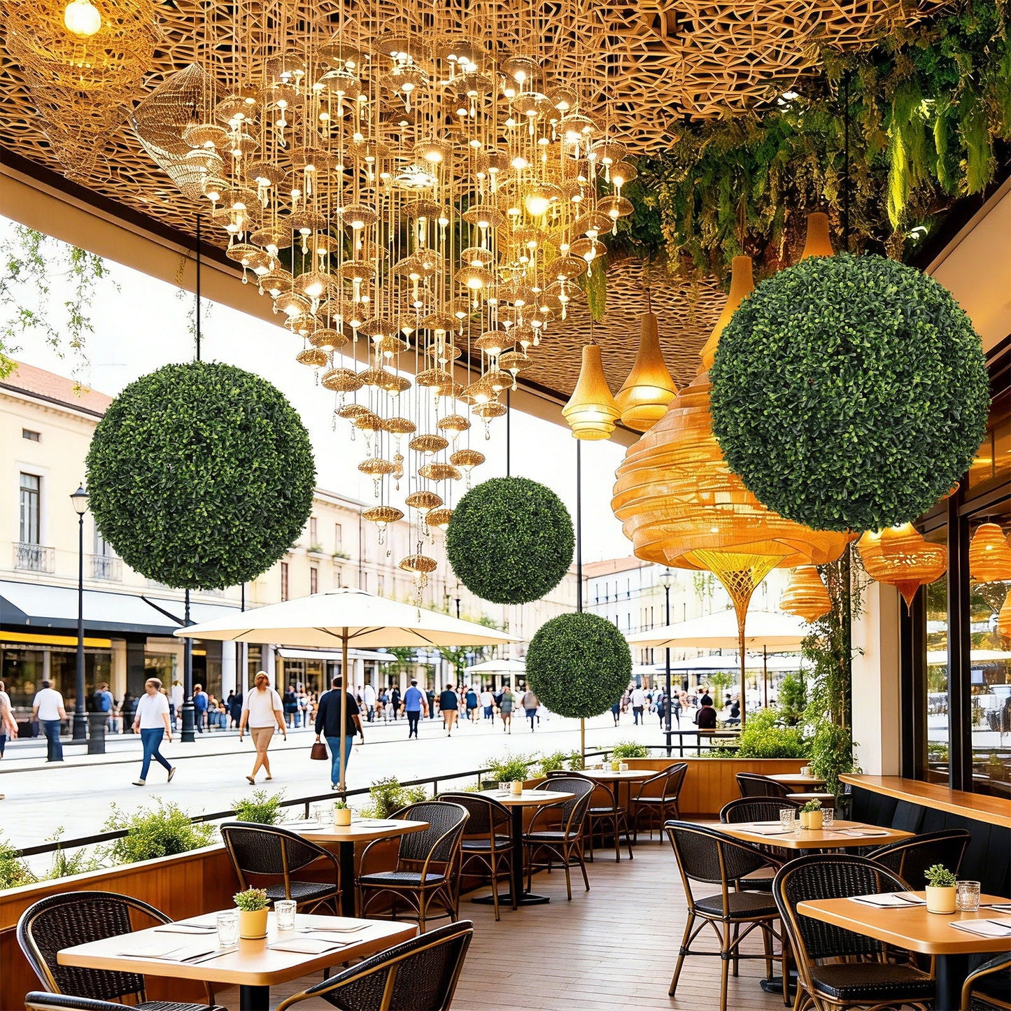 Artificial Green Topiary Balls and Garden Decor