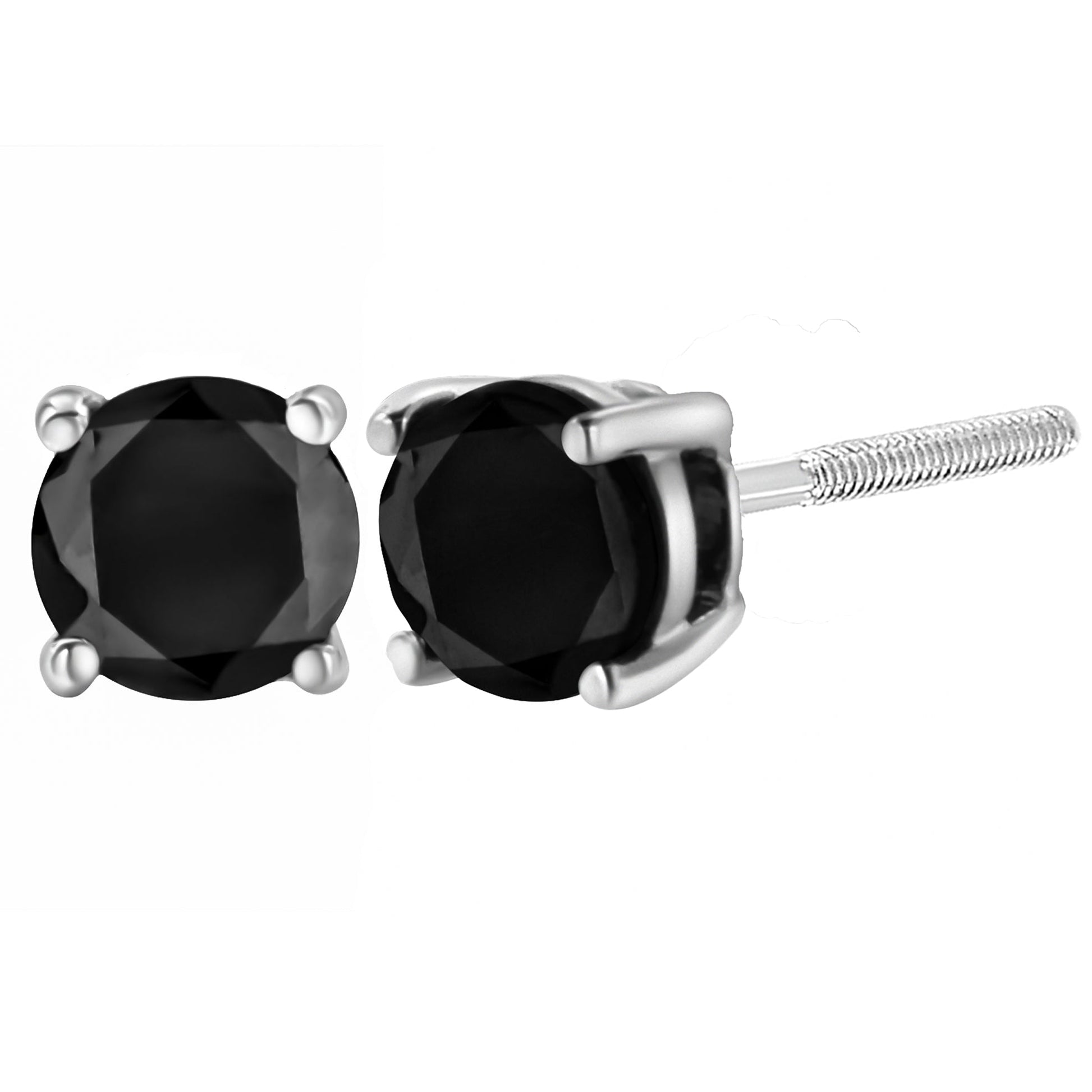 Earrings Bids.com .925 Silver black diamond bezel-set studs with screw backs 4.00 cttw on Tampa Home & Garden Store