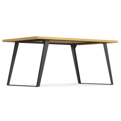 Lowry handcrafted dining table with light wood top and black metal legs on Tampa Home & Garden Store