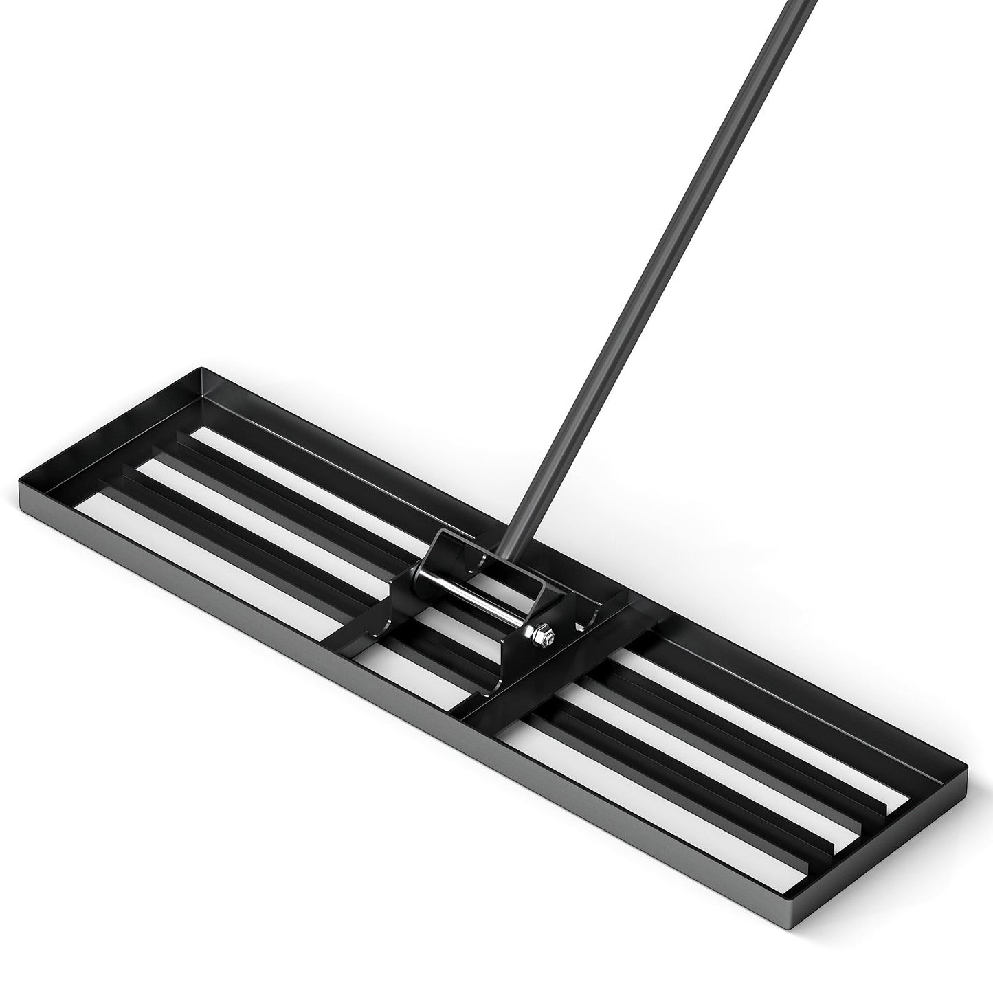 Rastrillo nivelador de césped de 36 x 10 pulgadas con mango ergonómico - Negro