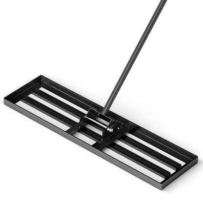 Rastrillo nivelador de césped de 36 x 10 pulgadas con mango ergonómico - Negro